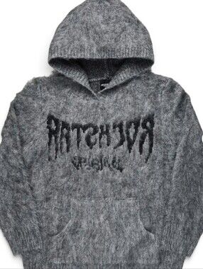 Rockstar Original Andreas Black Grey Reflected Graphic Mohair Hoodie NWT Size S